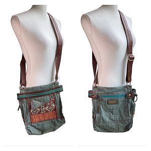 Anna Nova Australia Denim & Vegan Leather Crossbody Bag. AC